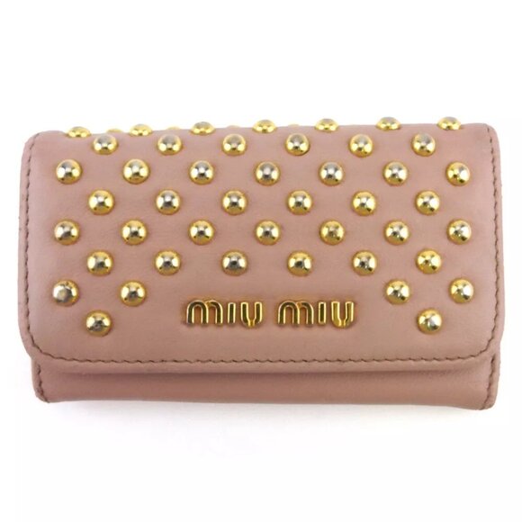 miu miu key case studded pink leather Authentic used